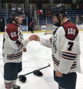 hockey players shaking hands
